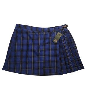 NWT Wild Fable Schoolgirl Skirt Size XL Blue Black Striped Pleated Mini